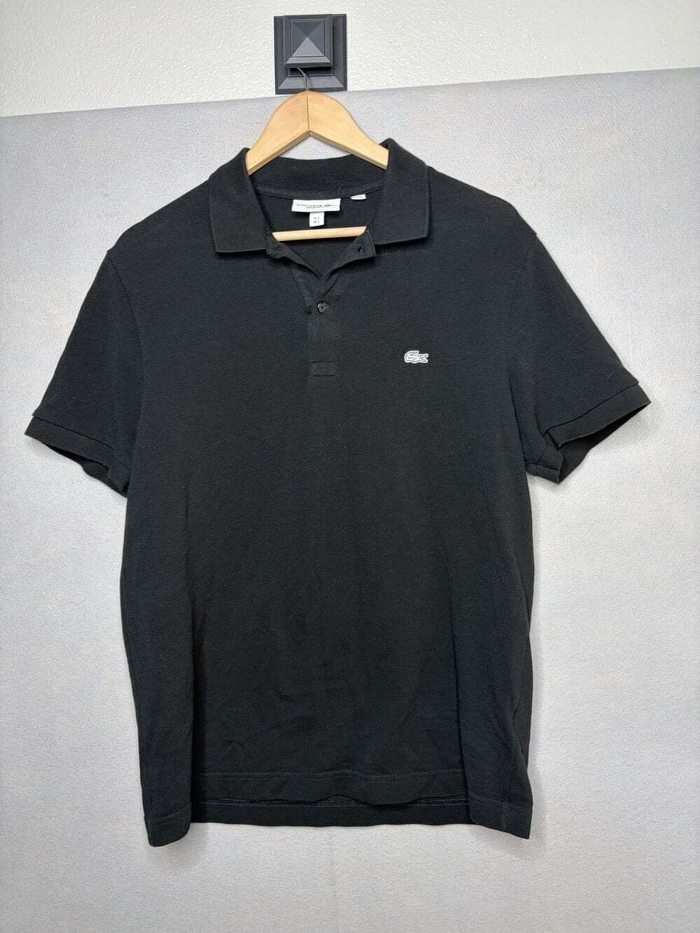 LACOSTE Polo Shirt Mens Large Black Casual Classic Fit Athleisure Tennis Golf